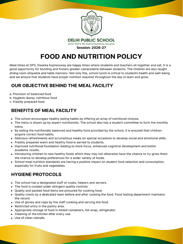 Food and Nutrition Policy | PDF | School Meal