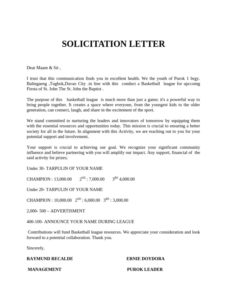 Solicitation Letter | PDF