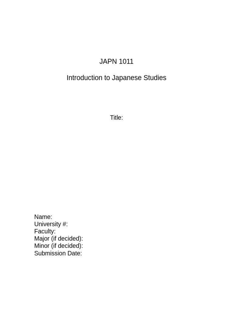 Introduction to Japanese Studies Course | PDF