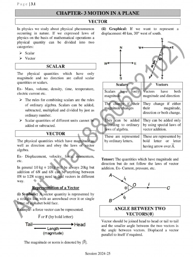 Chapter-3 Motion of Plane | PDF