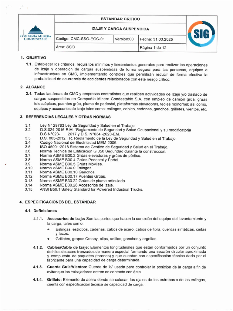 CMC-CCO-EGC-001 Izaje y Carga Suspendida | PDF