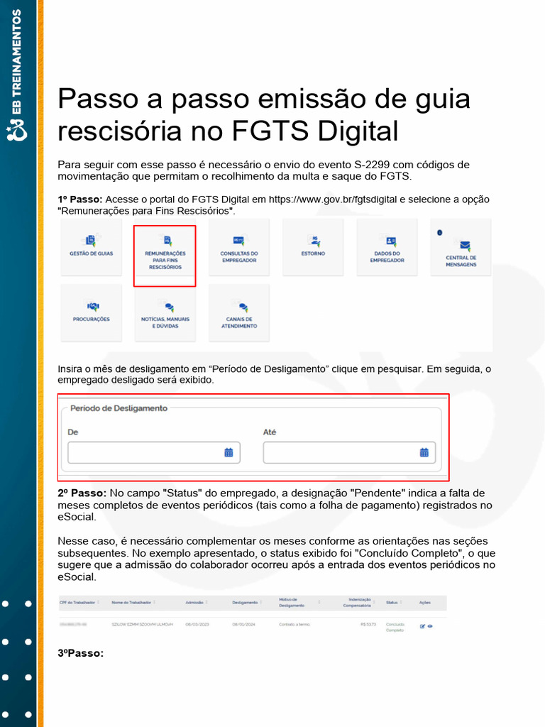 Passo A Passo - Emissão de Guia Rescisória No FGTS Digital | PDF