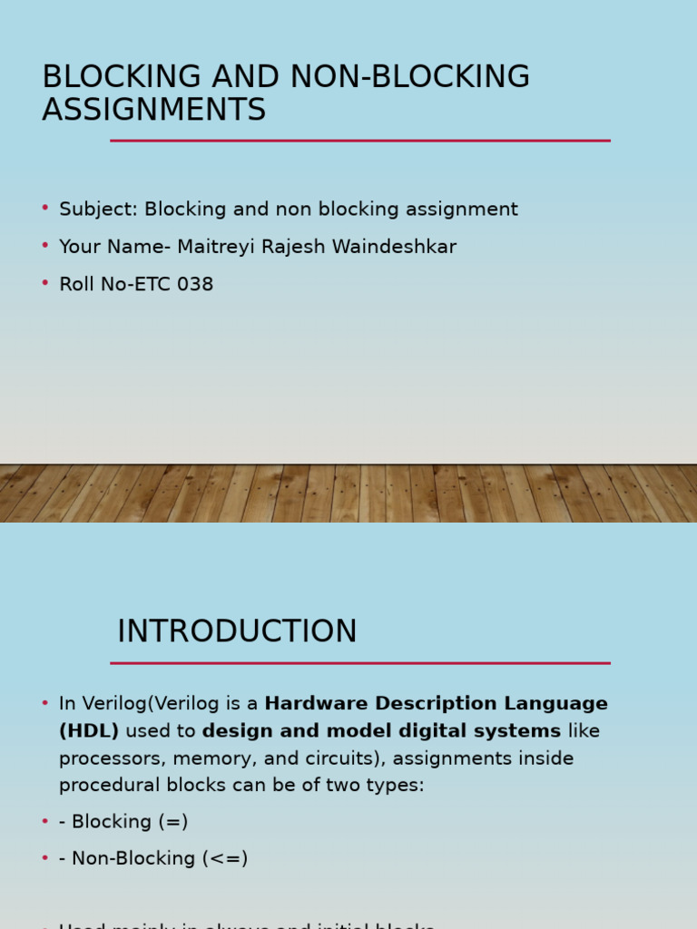 Blocking vs Non-Blocking Assignments in Verilog | PDF | Hardware ...