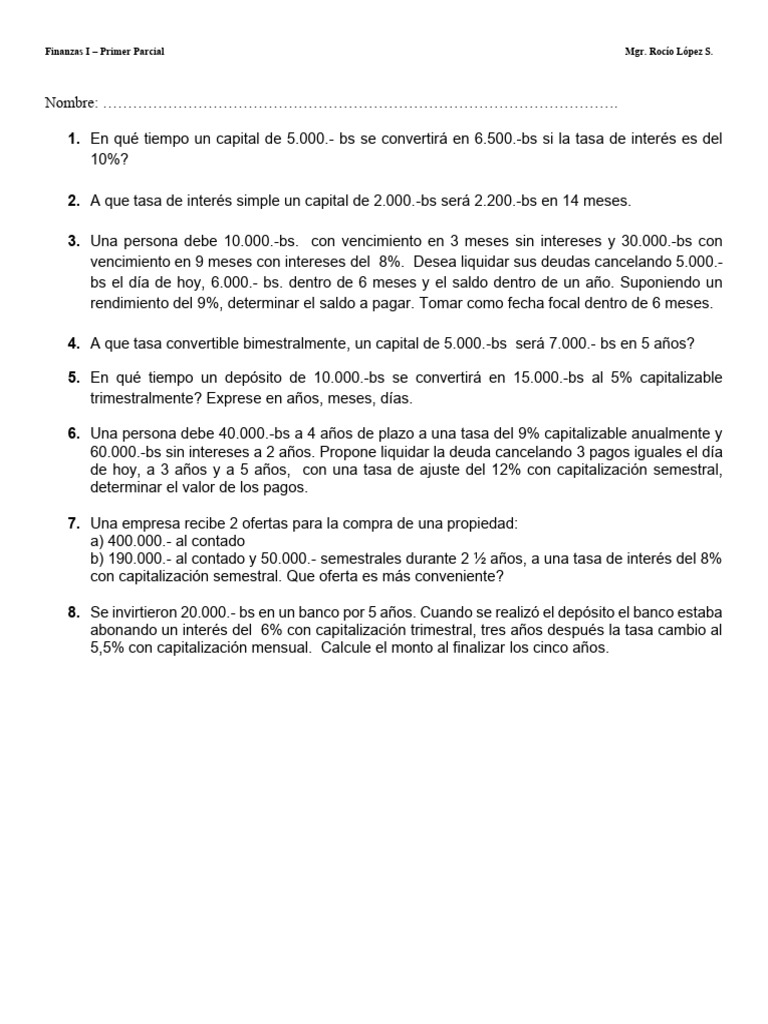 Ejercicios de Finanzas y Tasas de Interés | PDF