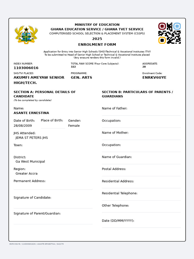 CSSPS 2025 Enrolment Form | PDF