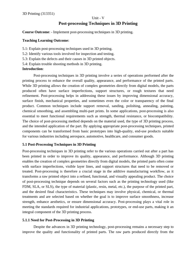 Post-Processing Techniques in 3D Printing | PDF | 3 D Printing ...