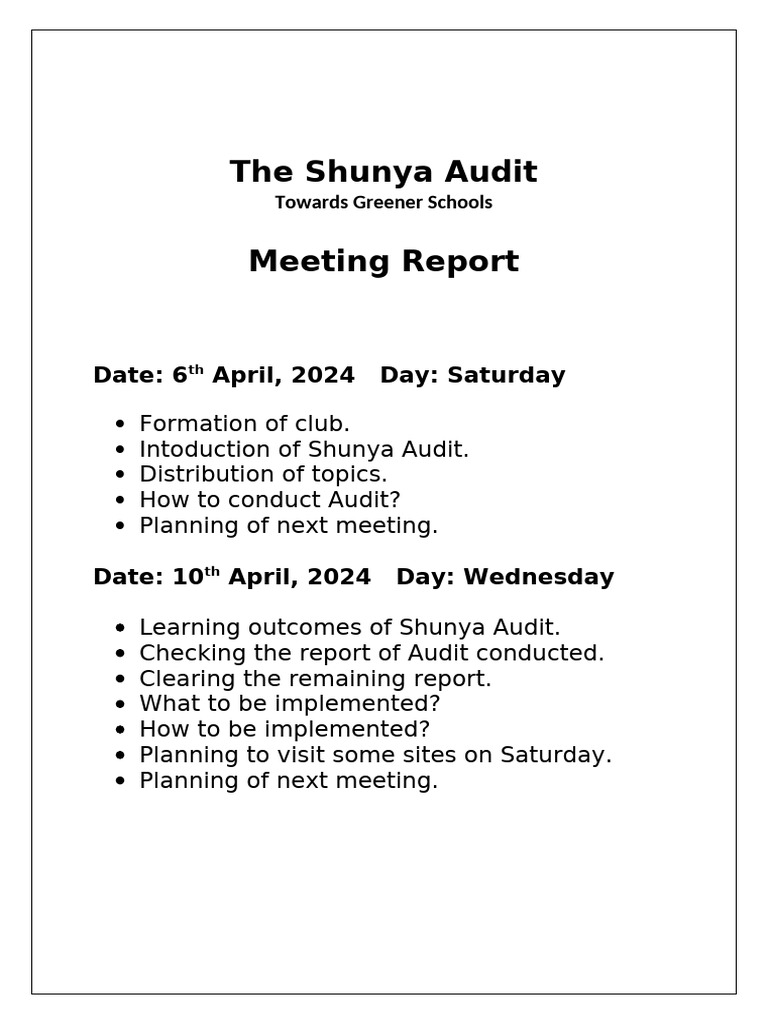 Meeting Report 1 | PDF