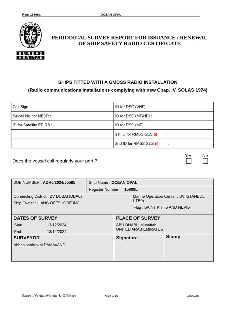 Ocean Opal Ship Safety Radio Report | PDF | High Frequency | Wireless