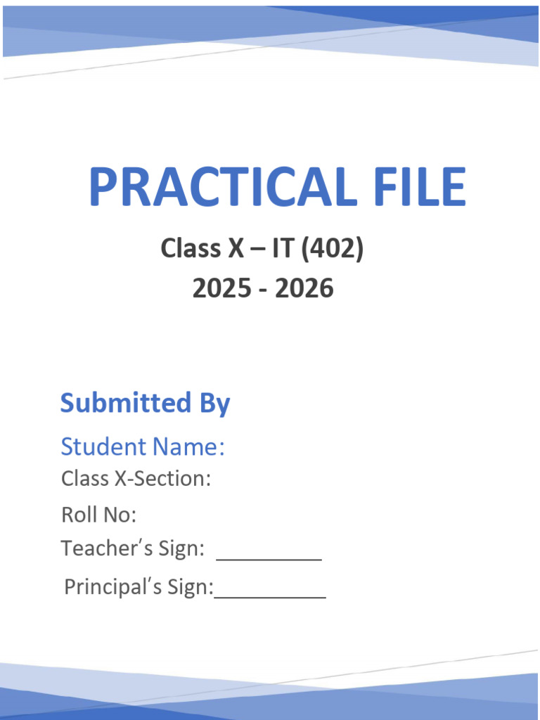 Class 10 IT Practical File 2025-26 | PDF | Hyperlink | Computing