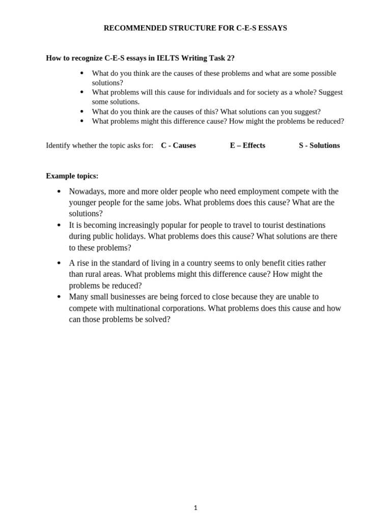 IELTS C-E-S Essay Structure Guide | PDF | Determinants Of Health