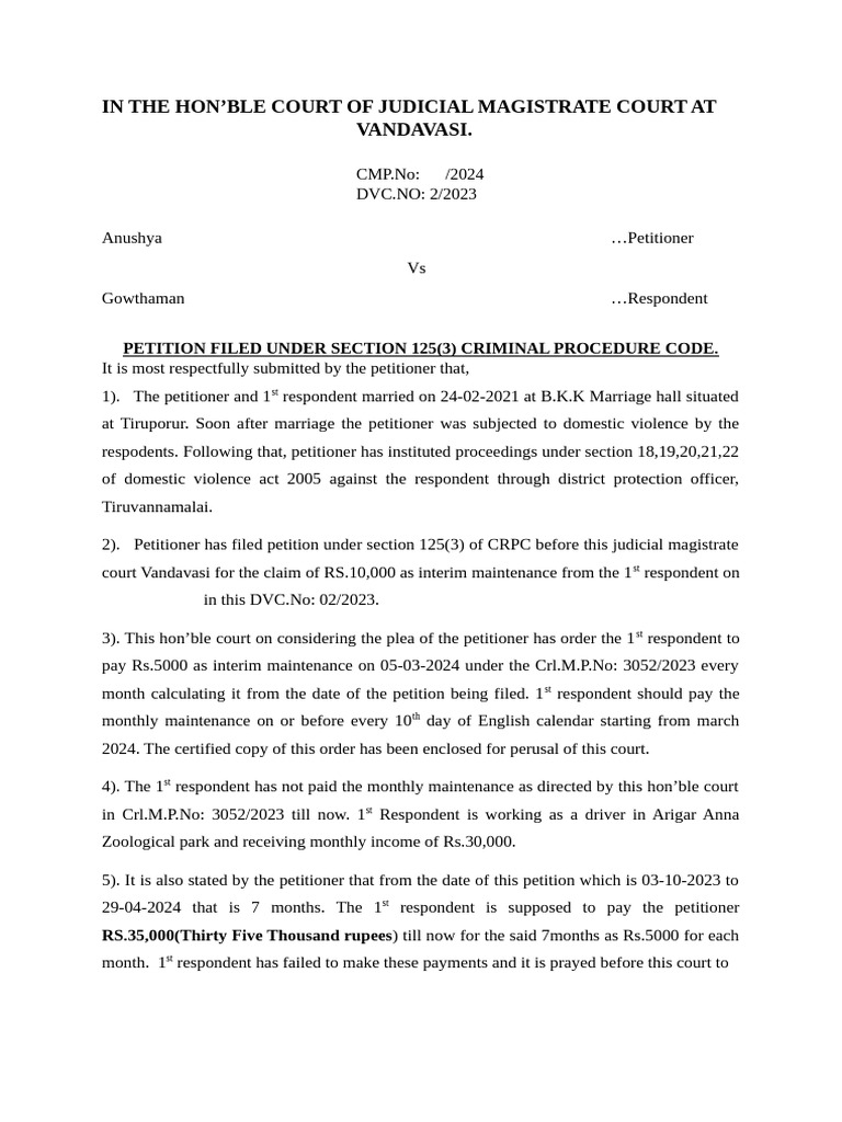 125 (3) Interim Maintenance Claim | PDF | Government | Common Law