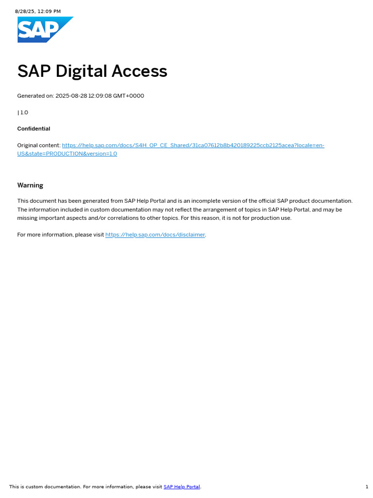 Understanding SAP Digital Access Usage | PDF
