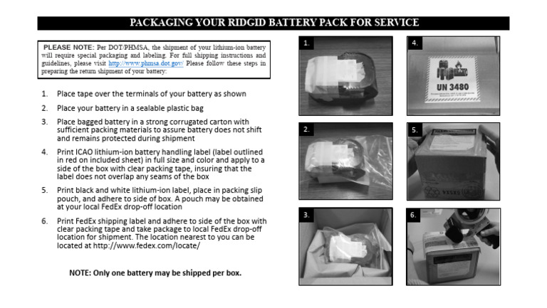 Battery Pack Shipping Instructions | PDF