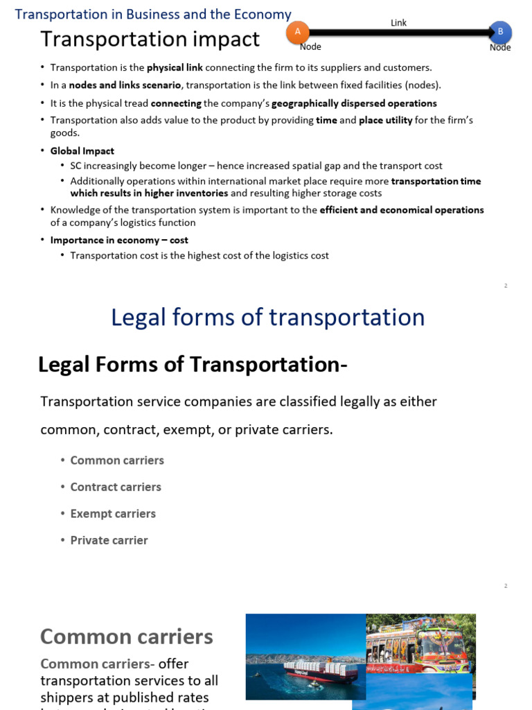Transportation's Role in Logistics and Economy | PDF | Cargo | Warehouse