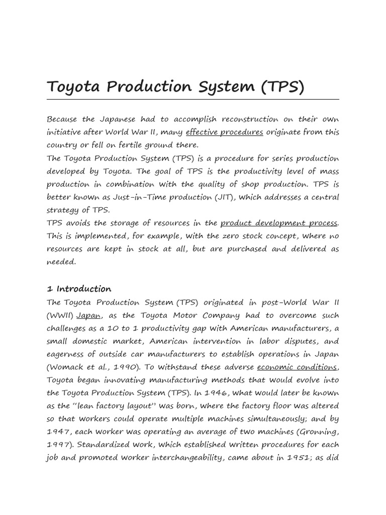 Toyota Production System Overview | PDF | Lean Manufacturing | Economies