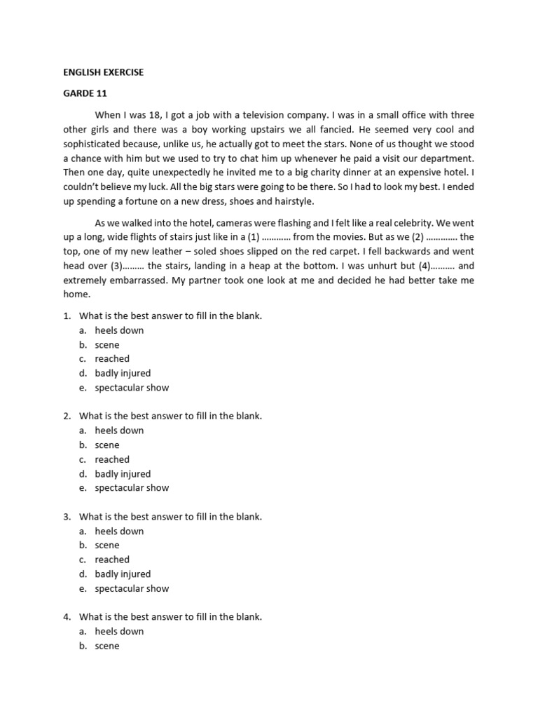English Exercises for Class 11 | PDF