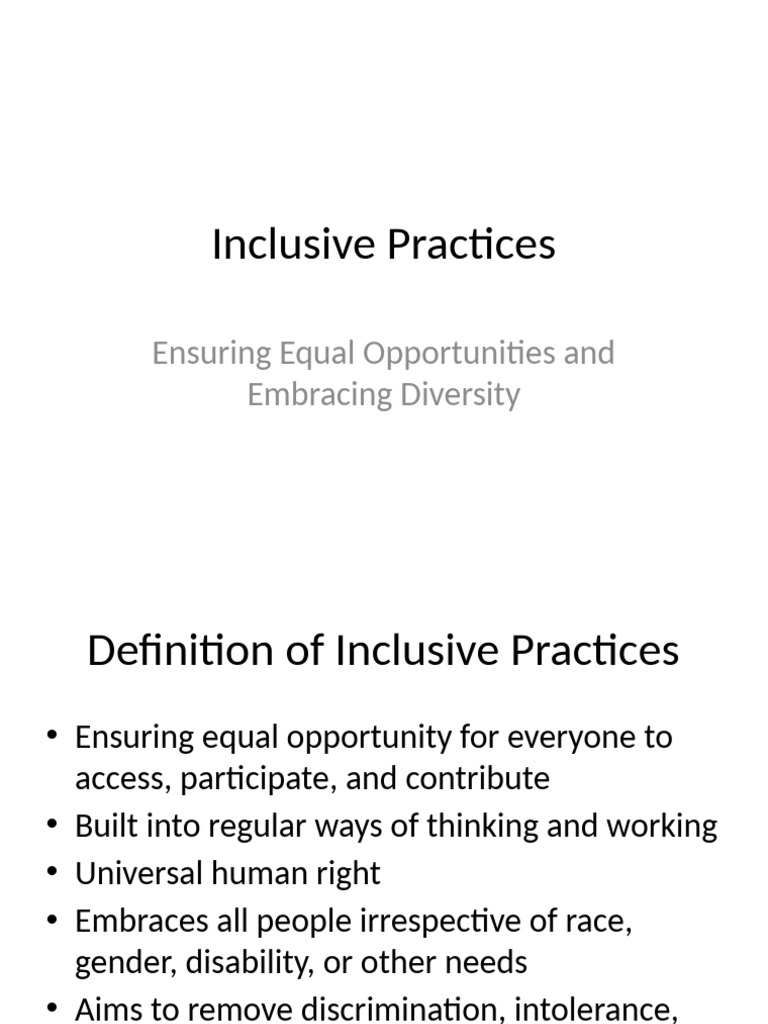 Inclusive Practices for Equity and Diversity | PDF