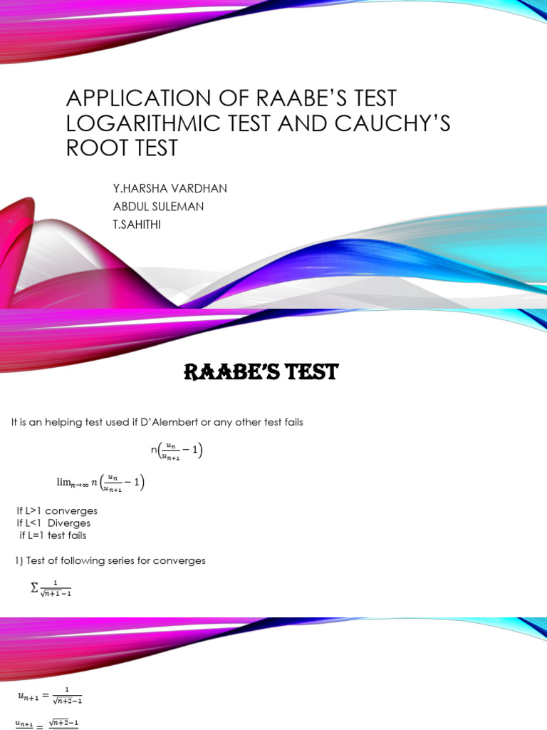 Raabe's Test for Series Convergence | PDF | Complex Analysis | Series ...