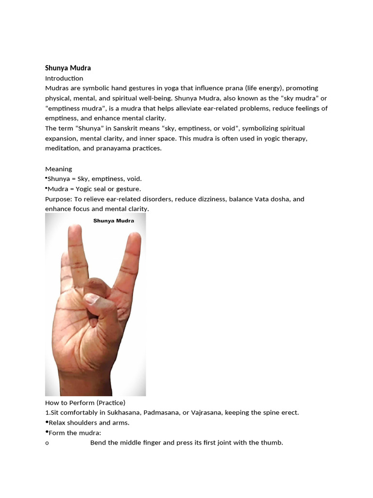 Shunya Mudra: Benefits and Practice Guide | PDF | Yoga | Prana