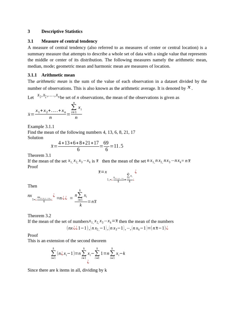 Measures of Central Tendency Explained | PDF | Arithmetic Mean | Mean