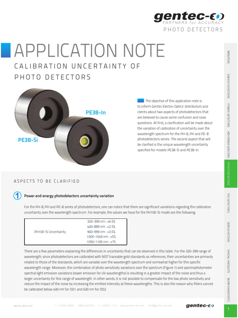 Photodetector Calibration Uncertainty Guide | PDF | Spectrophotometry ...