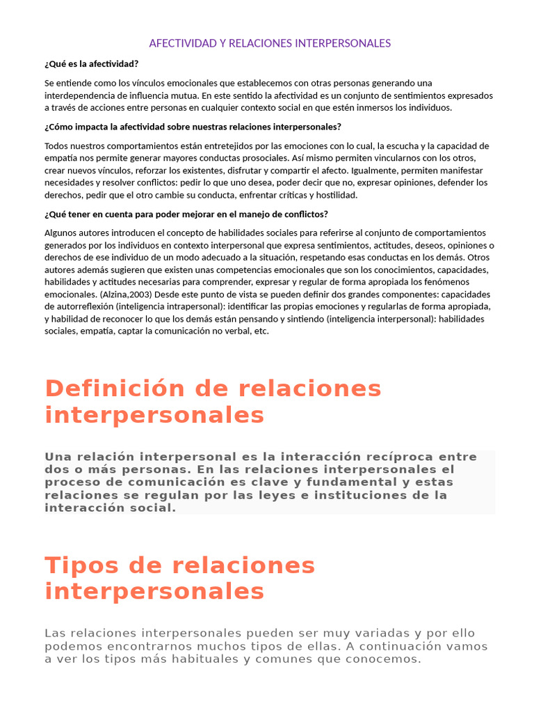 Afectividad y Relaciones Interpersonales | PDF | Las emociones ...