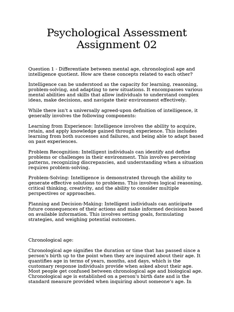 Understanding Mental Age, IQ, and Testing | PDF | Intelligence ...