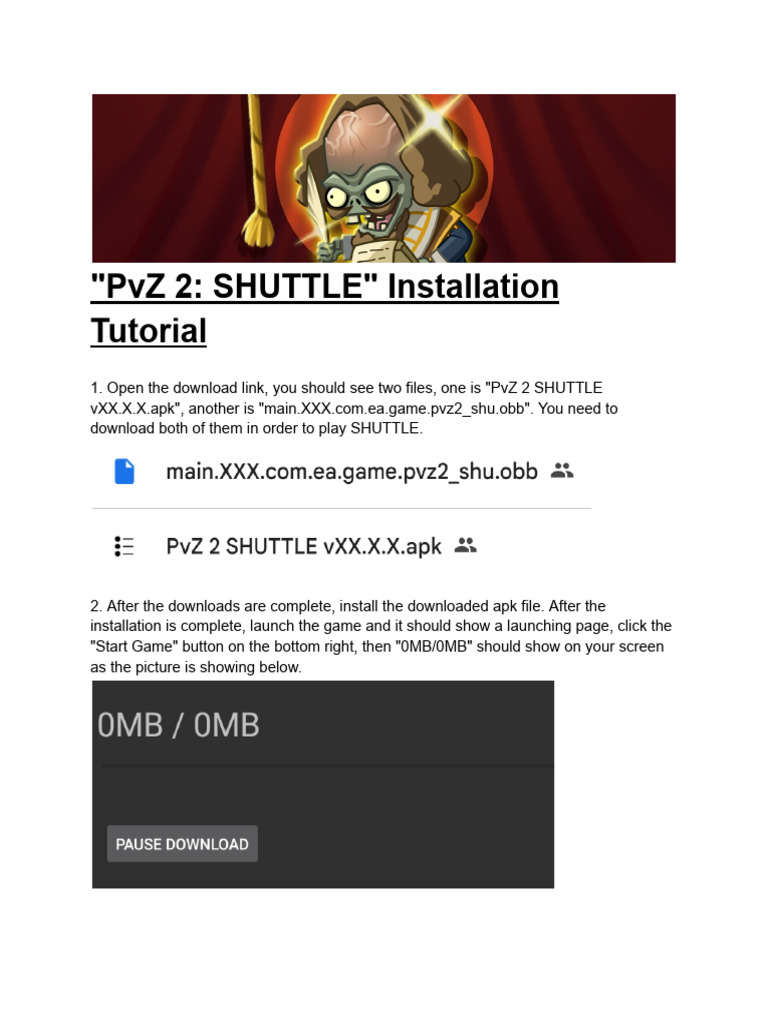 PvZ 2 Shuttle Installation Guide | PDF