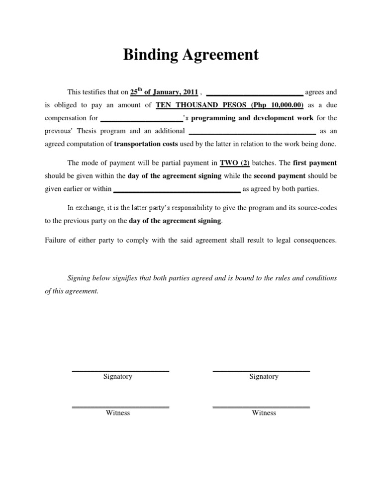 Binding Payment Agreement Template | PDF