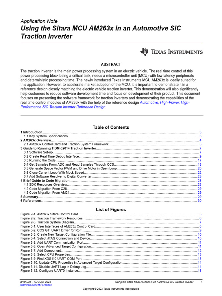 Using The Texas Instruments AM263x Sitara MCU in An Automotive SiC ...