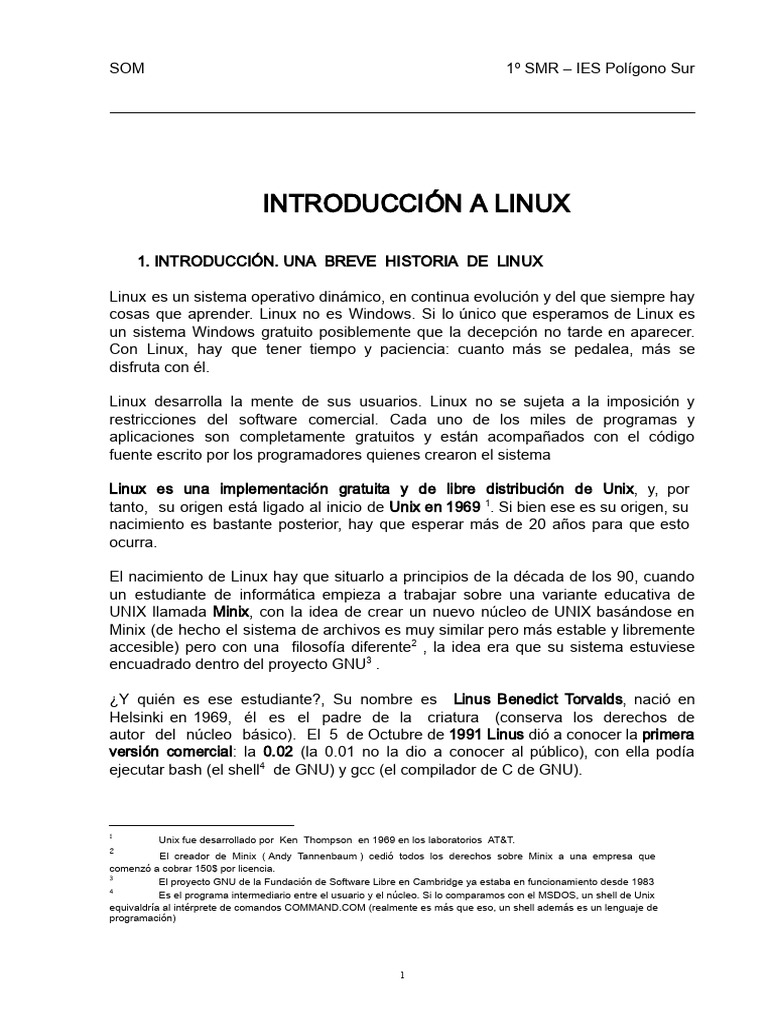Introducción a Linux: Historia y Características | PDF | Shell ...