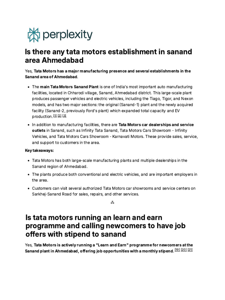 Tata Motors Sanand: Learn & Earn Program | PDF | Vehicles | Car