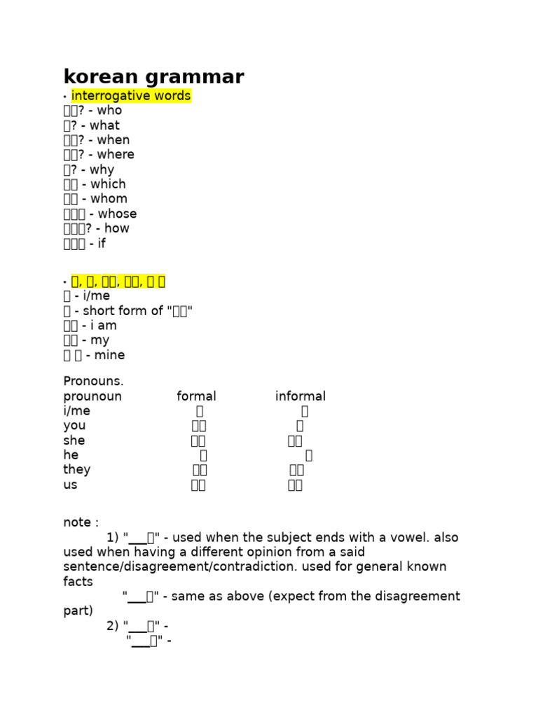 Korean Grammar Essentials Guide | PDF