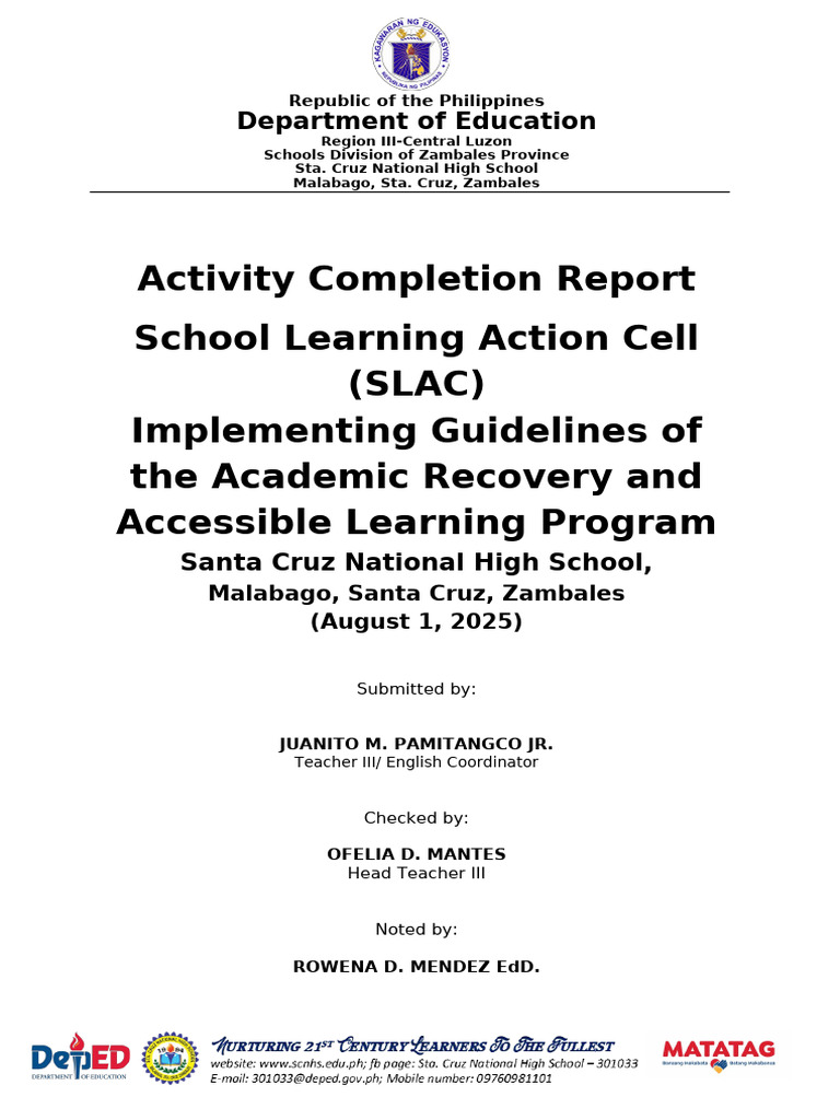ARAL Program Implementation Report | PDF | Teachers | Learning