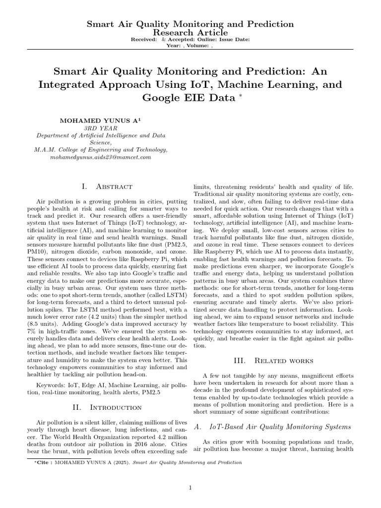 Smart IoT Air Quality Monitoring System | PDF | Internet Of Things ...