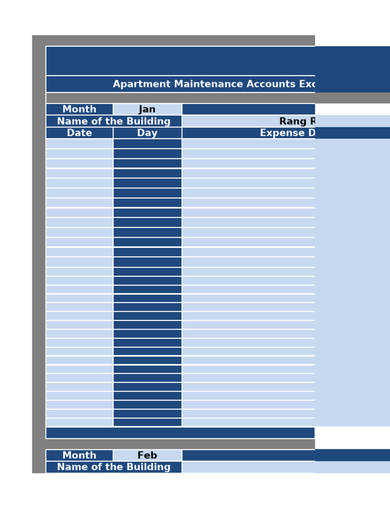 Apartment Maintenance Excel Template | PDF