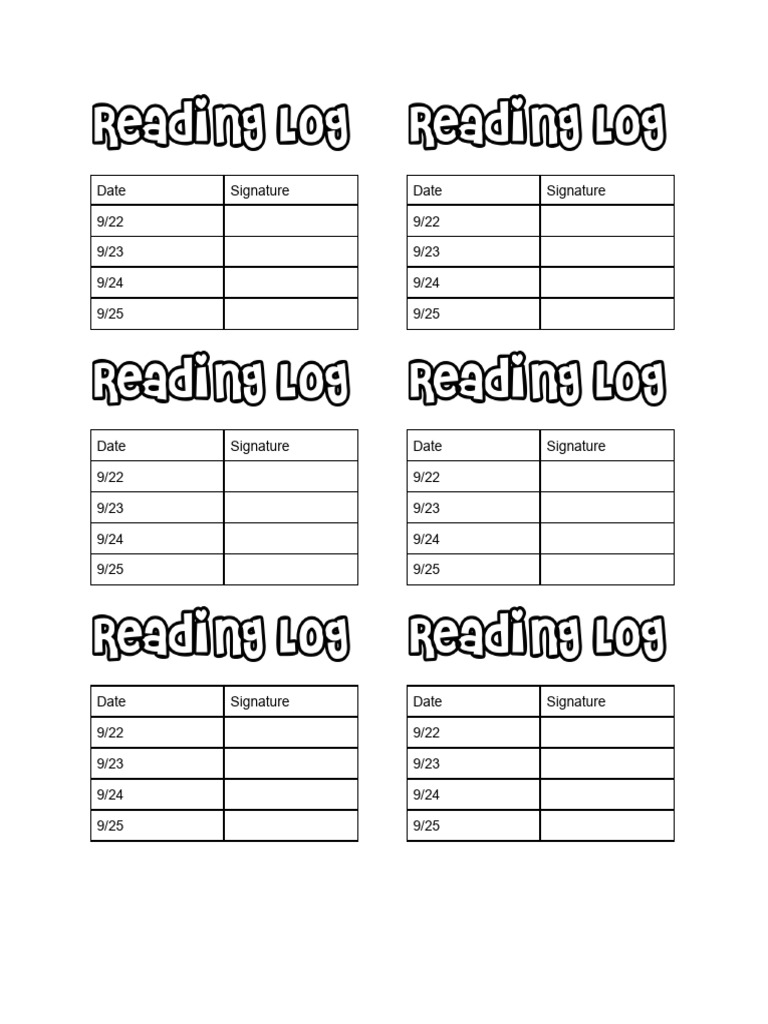 Weekly Signature Log Template | PDF
