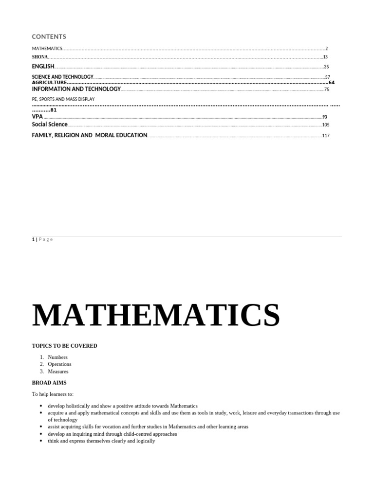 Mathematics Curriculum Overview | PDF | Mathematics | Multiplication