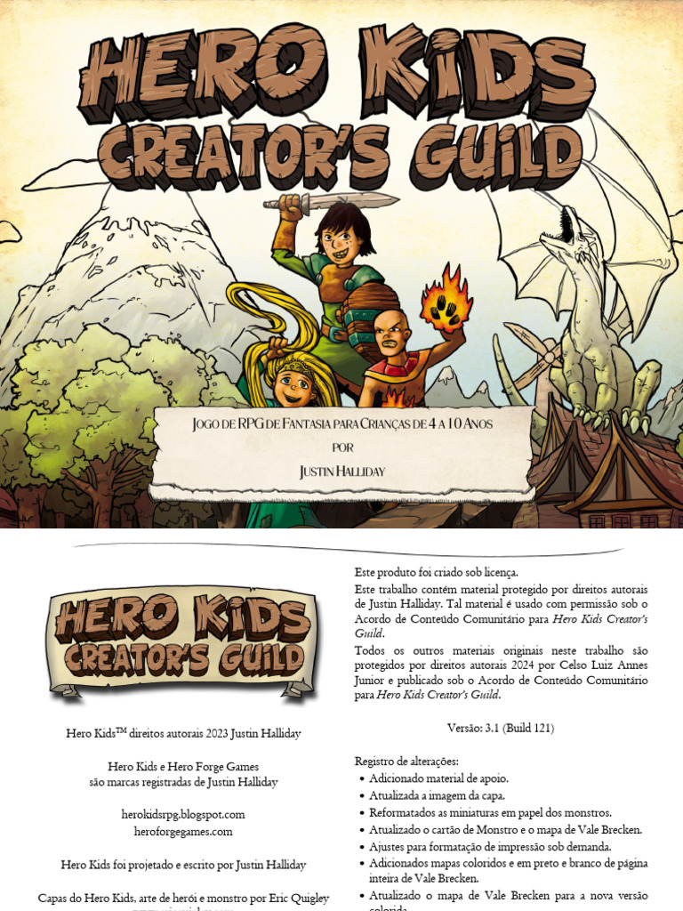 RPG Infantil: Hero Kids e Aventuras | PDF | Jogos de RPG | Herói