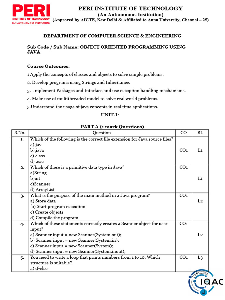 Java Object-Oriented Programming Course Guide | PDF | Programming ...