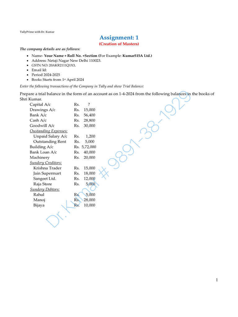 Assignment For Practice Tally Prime - 250921 - 215118 | PDF