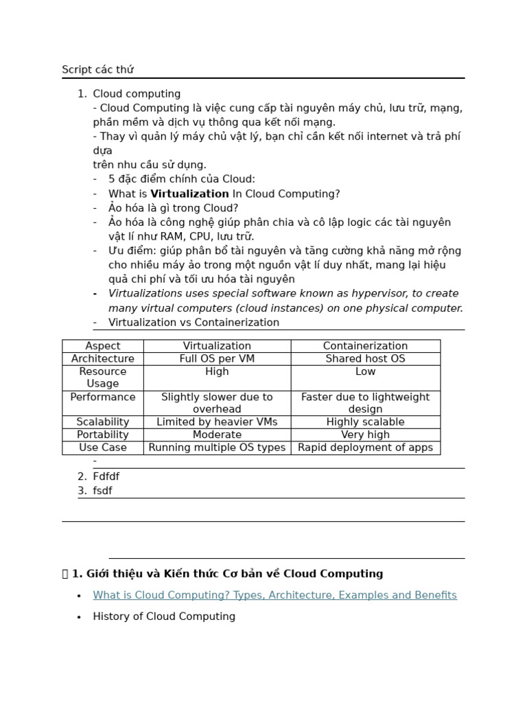 Script Các TH | PDF | Cloud Computing | Virtualization