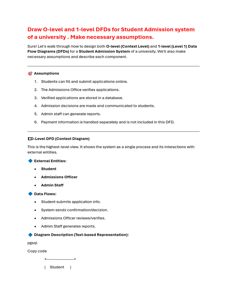 DFDs and SRS for Student Admission System | PDF | Databases | Software ...
