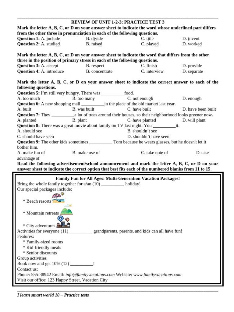 Practice Test Review for English Skills | PDF | Foods | Whole Grain