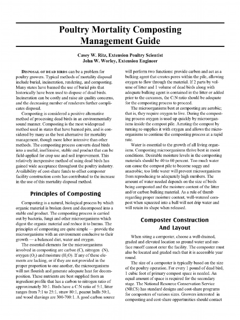Poultry Mortality Composter Guide | PDF | Compost | Decomposition