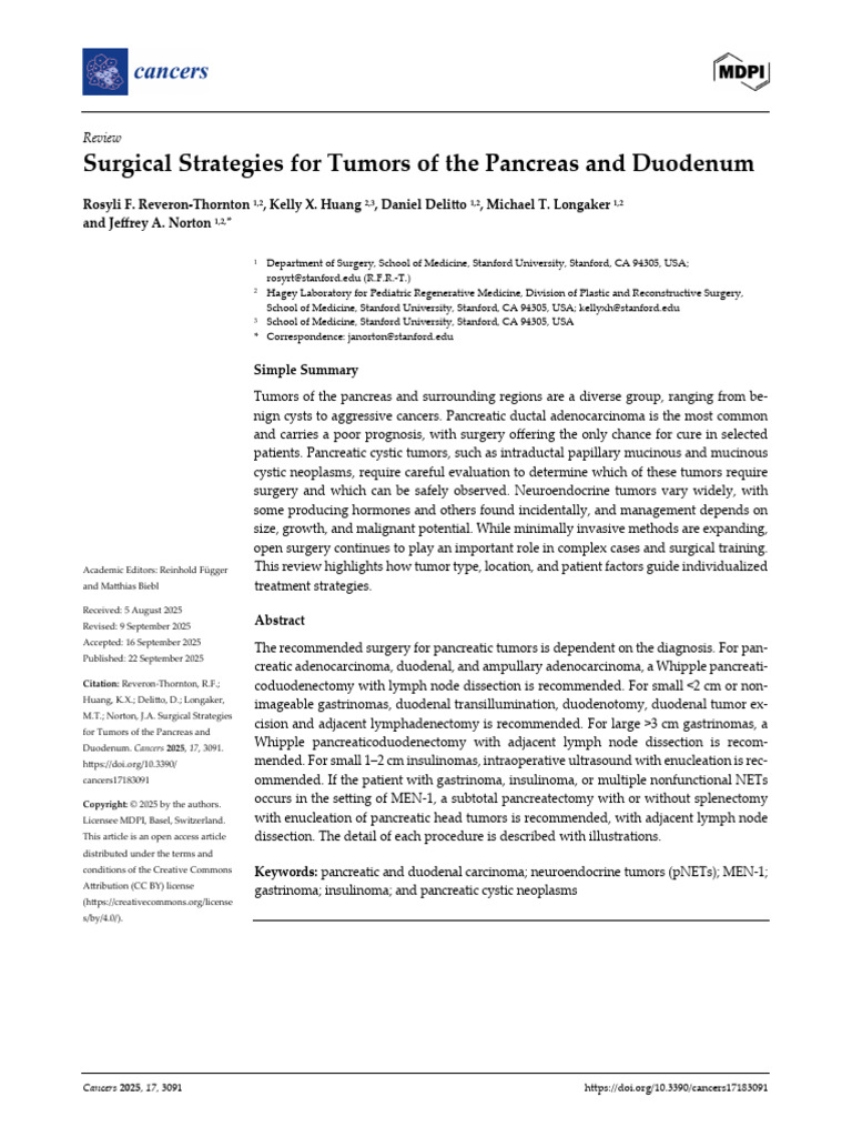 Surgical Approaches for Pancreatic Tumors | PDF | Pancreatic Cancer ...