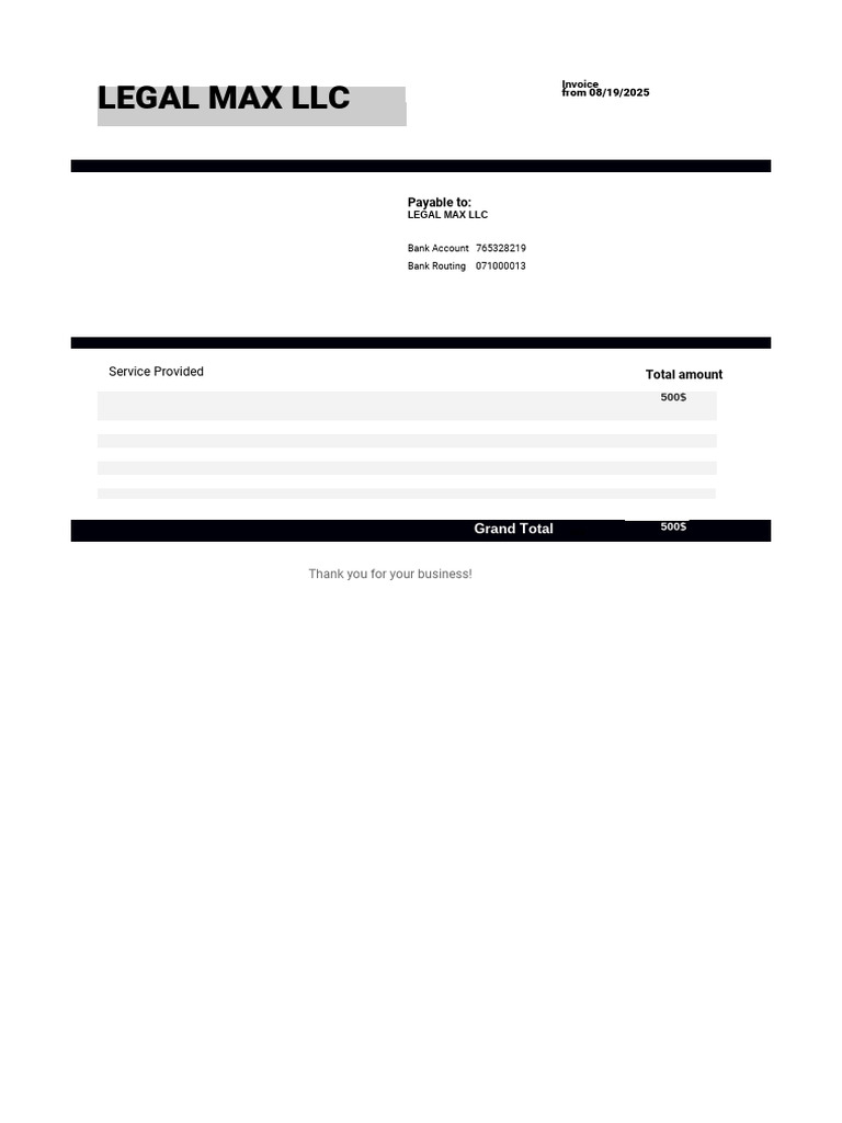 Invoice for Consulting Service - LEGAL MAX LLC | PDF