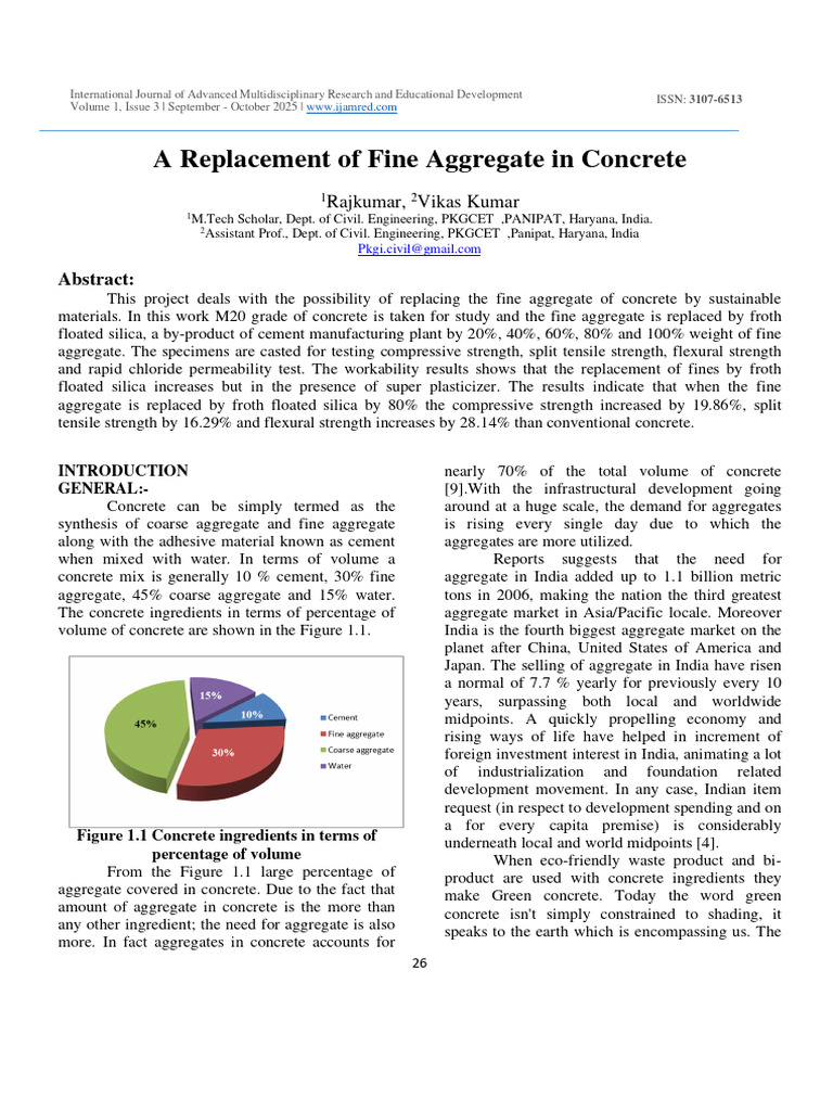 Fine Aggregate Replacement in Concrete | PDF | Concrete | Construction ...