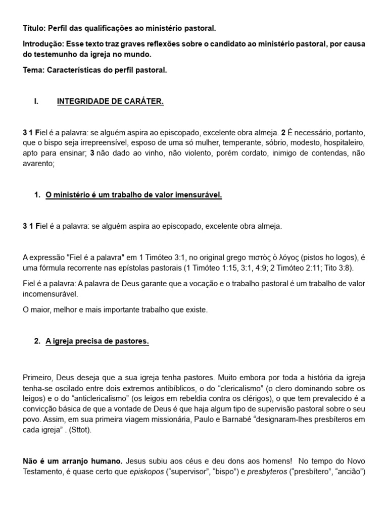 5- PERFIL PASTORAL | PDF | Bispo