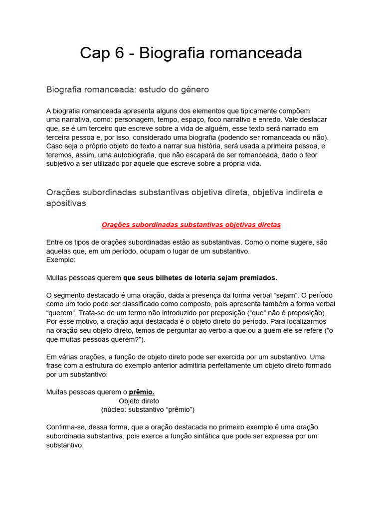 Biografia Romanceada e Fábula Contemporânea | PDF